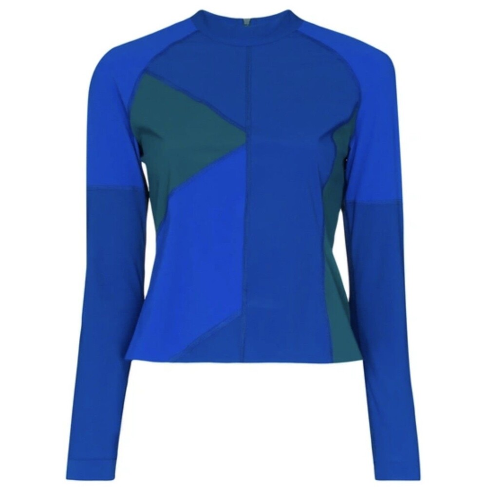 LNDR Malibu Color Blue Block Design Rashguard Top Size Small NWT Retail $180
